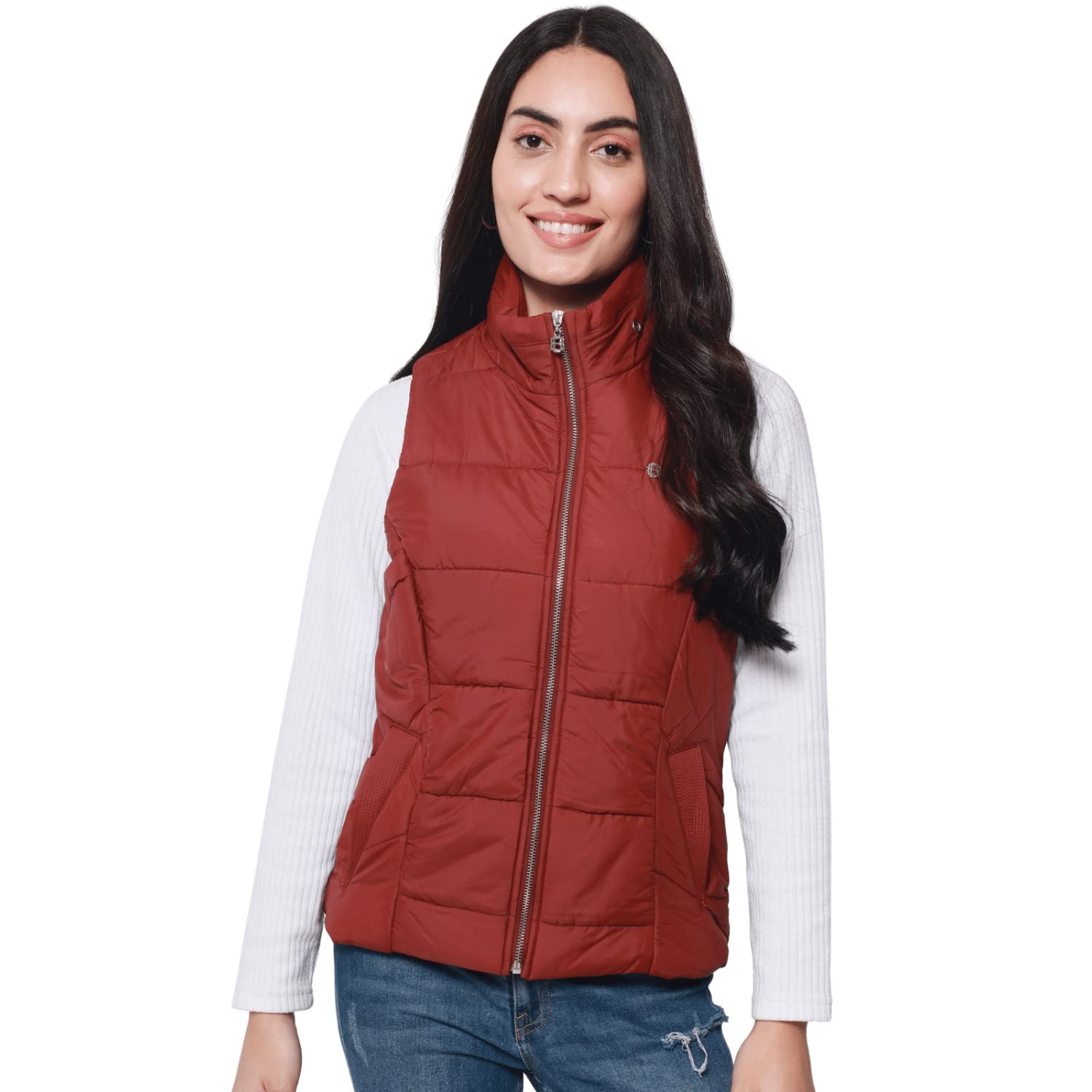 beatnik Polyester Solid Stand Collar Olive Green Women Sleeveless Jackets&Coats-picture-22