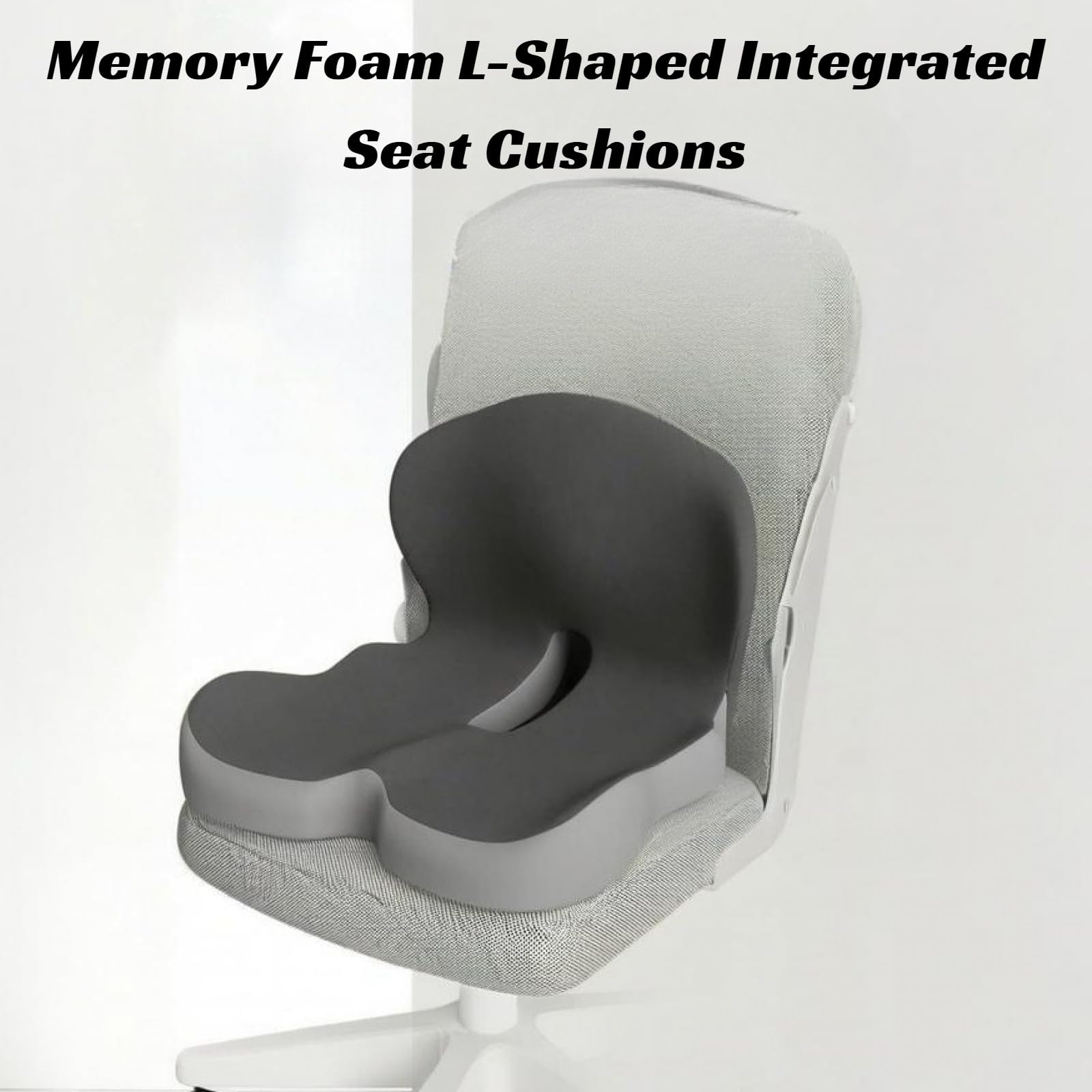 Cuscino in memory foam a forma di L integrato e cuscino in memory foam a forma di L, per ufficio, auto, sollievo dalla pressione, supporto lombare, sollievo dal dolore al coccige con design