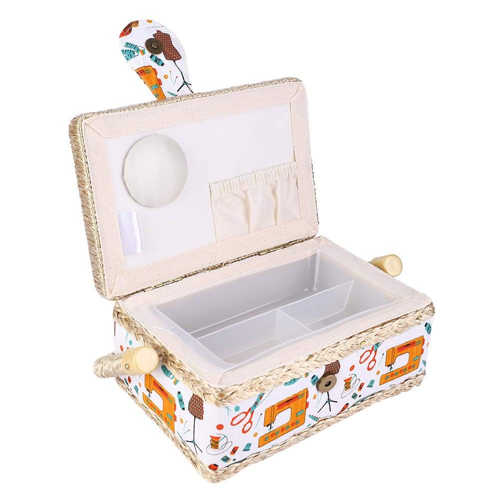 Organizer per cestini da cucito, scatole da cucito con scomparti rimovibili per accessori da cucito, 25 x 16 x 10,4 cm