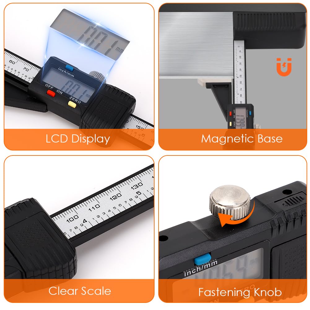 Height Gauge, 0-150mm Professional Digital Height Aperture Caliper Depth Measuring Tool with Magnetic Base
