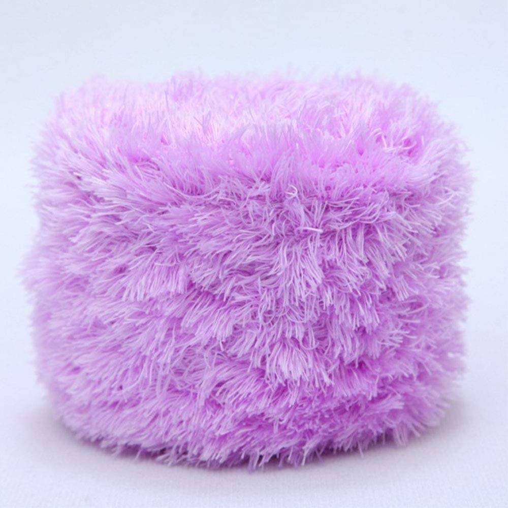 200g DIY Tejer Hilo de Felpa Hilo de Pestañas Peludas Bufanda de Suéter de Ganchillo Hilo de Piel Sintética Hilo de Novedad Manta Fuzzy Almohada Hilado de Textiles para el hogar (Color : Lilac, Size :