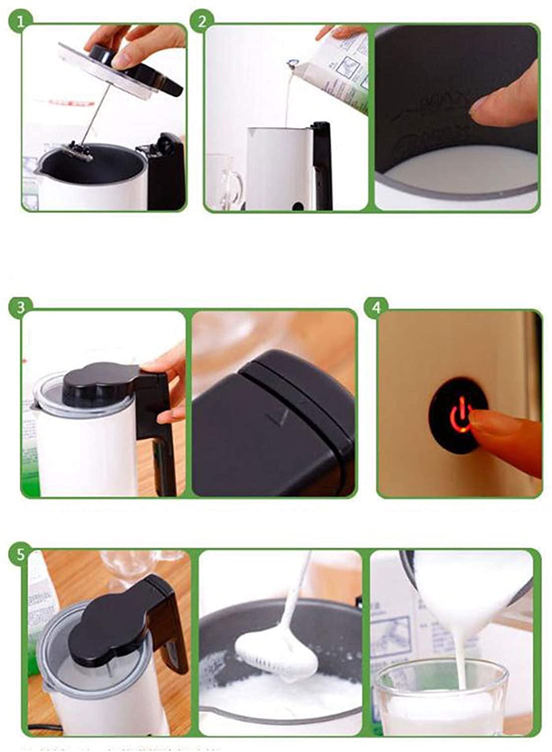 Latte flother, al Latte Elettrico in Acciaio Inox, Acciaio Inossidabile, Latte Caldo e Freddo Automatico più Caldo for Latte, Produttore di Schiuma for caffè, cioccolatini Caldi, Cappuccino