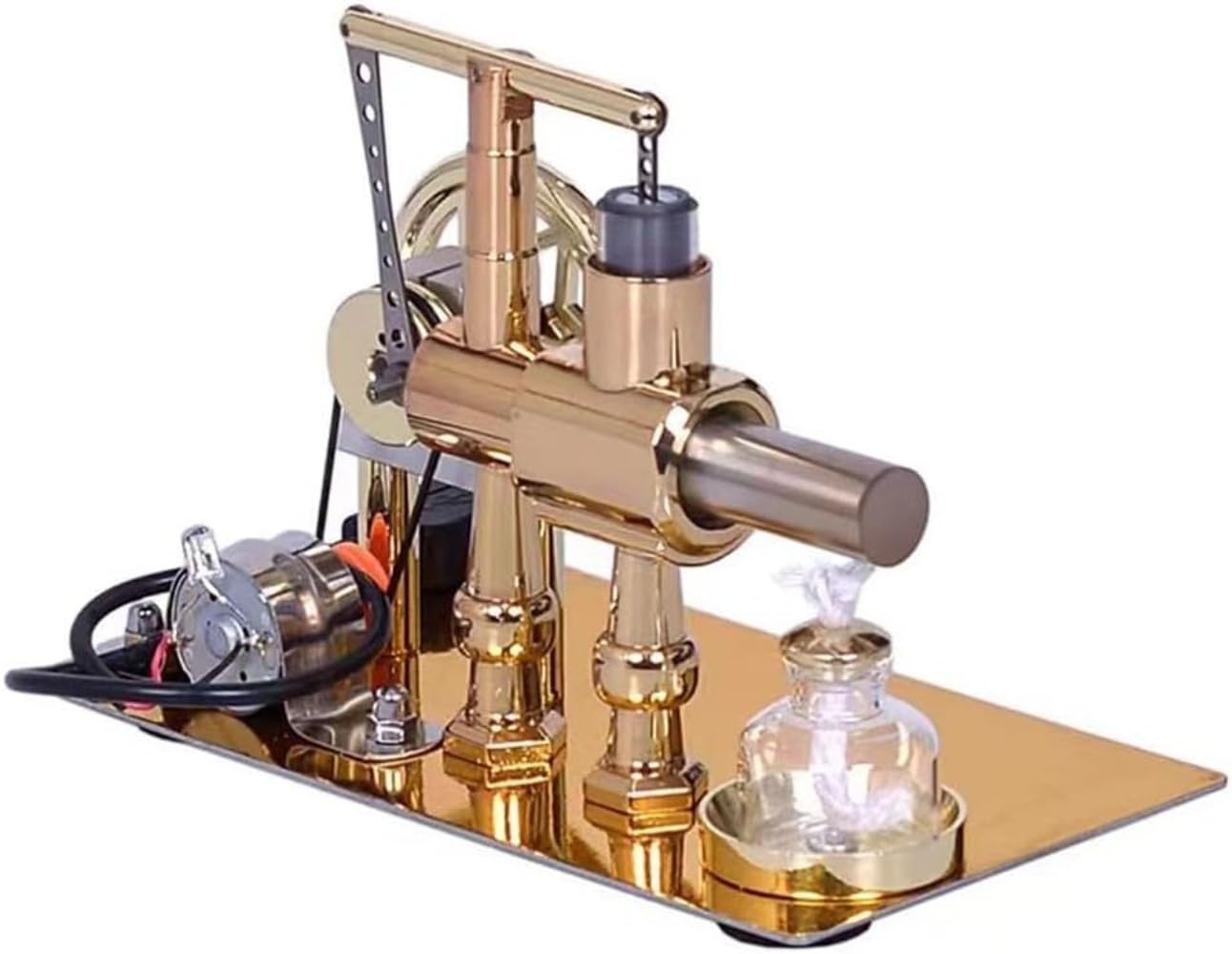 Hophelia Dampfmaschine Modell, Horizontalkessel Dampfmaschinen Modell, Dampfmaschinen-Modellbausatz für Erwachsene und Studenten, Metall externer Verbrennungsmotor Kit mit Schwungrad