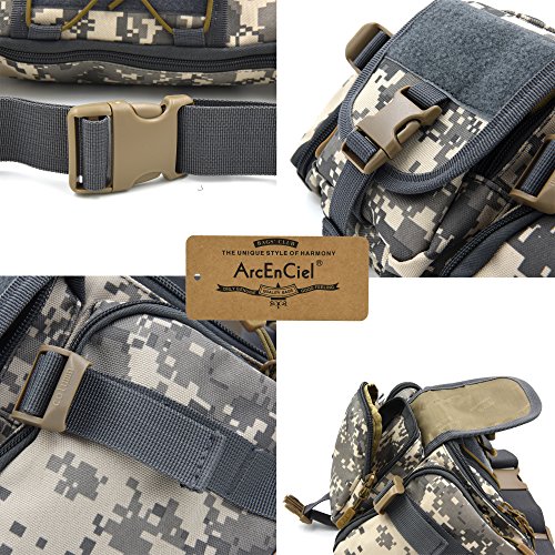 ArcEnCiel Tactical Fanny Pack for Men Waist Bag Military Hip Belt Outdoor Hiking Fishing Bumbag (ACU Camouflage)