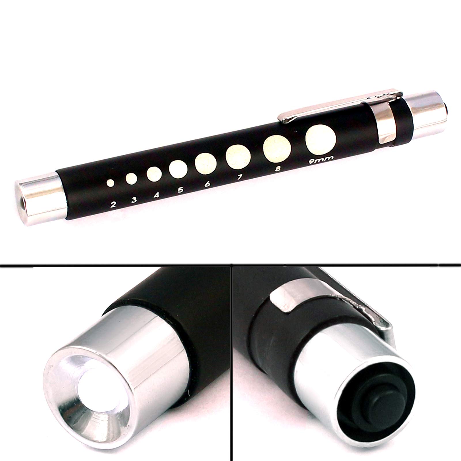 Precise Canada: Nurse Penlight Reusable LED Pen Light with Pupil Gauge Black