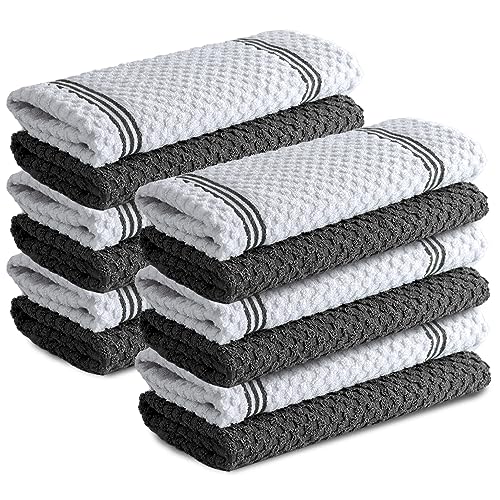 Infinitee Xclusives Paños de Cocina, Paquete de 12, paños de Mano, 100% algodón (38 x 64 cm), Color Gris