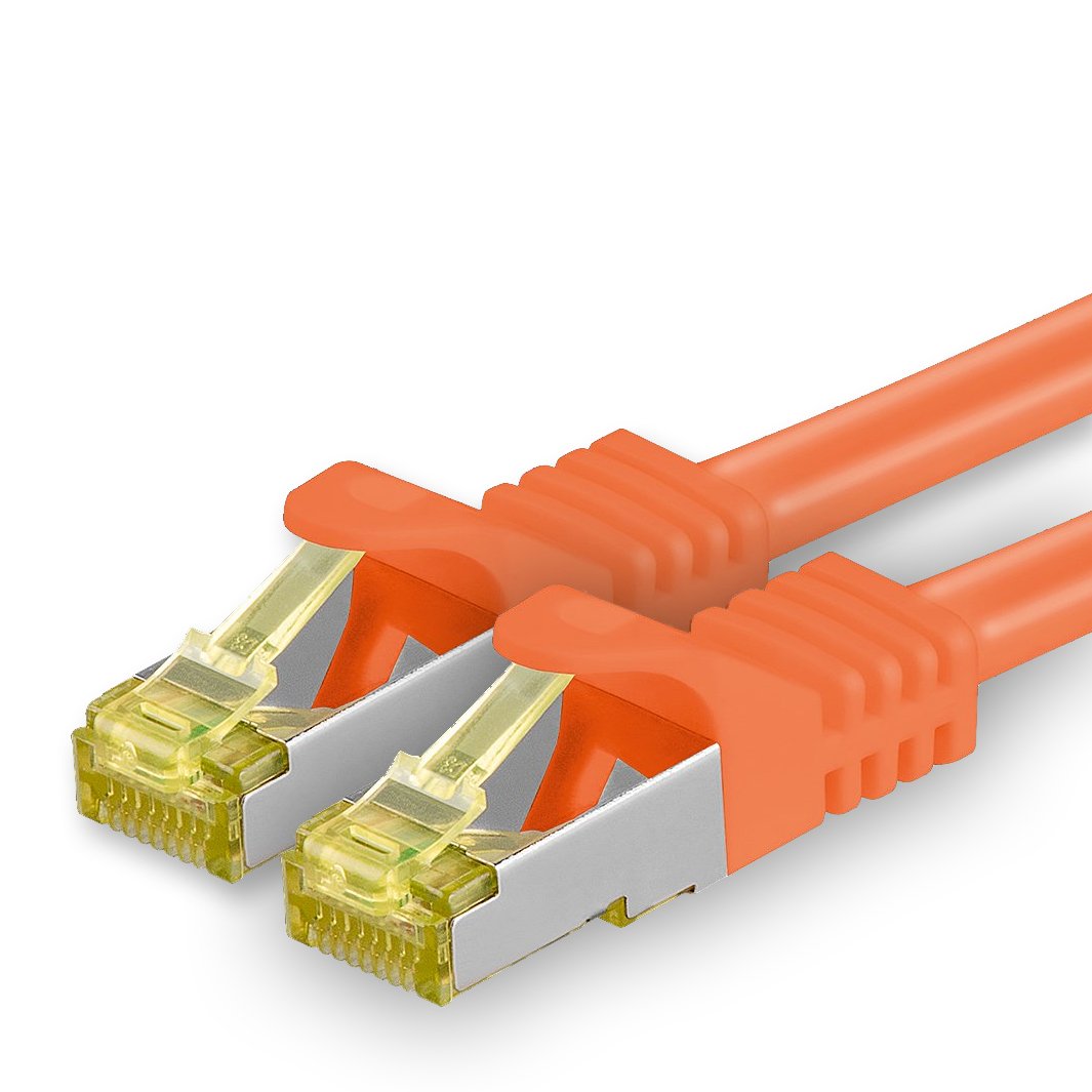 1aTTack.de Cat.7 Netzwerkkabel 10m Orange 1 Stück Cat7 Ethernetkabel Netzwerk LAN Kabel Rohkabel 10 Gb s SFTP PIMF LSZH Set Patchkabel mit Rj 45 Stecker Cat.6a
