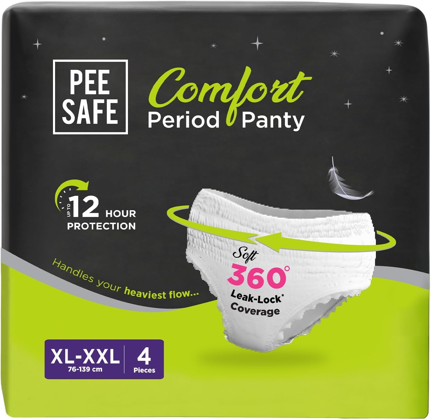 Pee Safe Comfort Period Panties | XL-XXL | 4 Panties | Seamless Fit