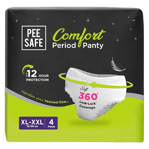 Pee Safe Comfort Period Panties | XL-XXL | 4 Panties | 360° Protection | 12 Hr Protection | Leak Proof | Overnight Comfort | Rash & Toxin Free | Seamless Fit