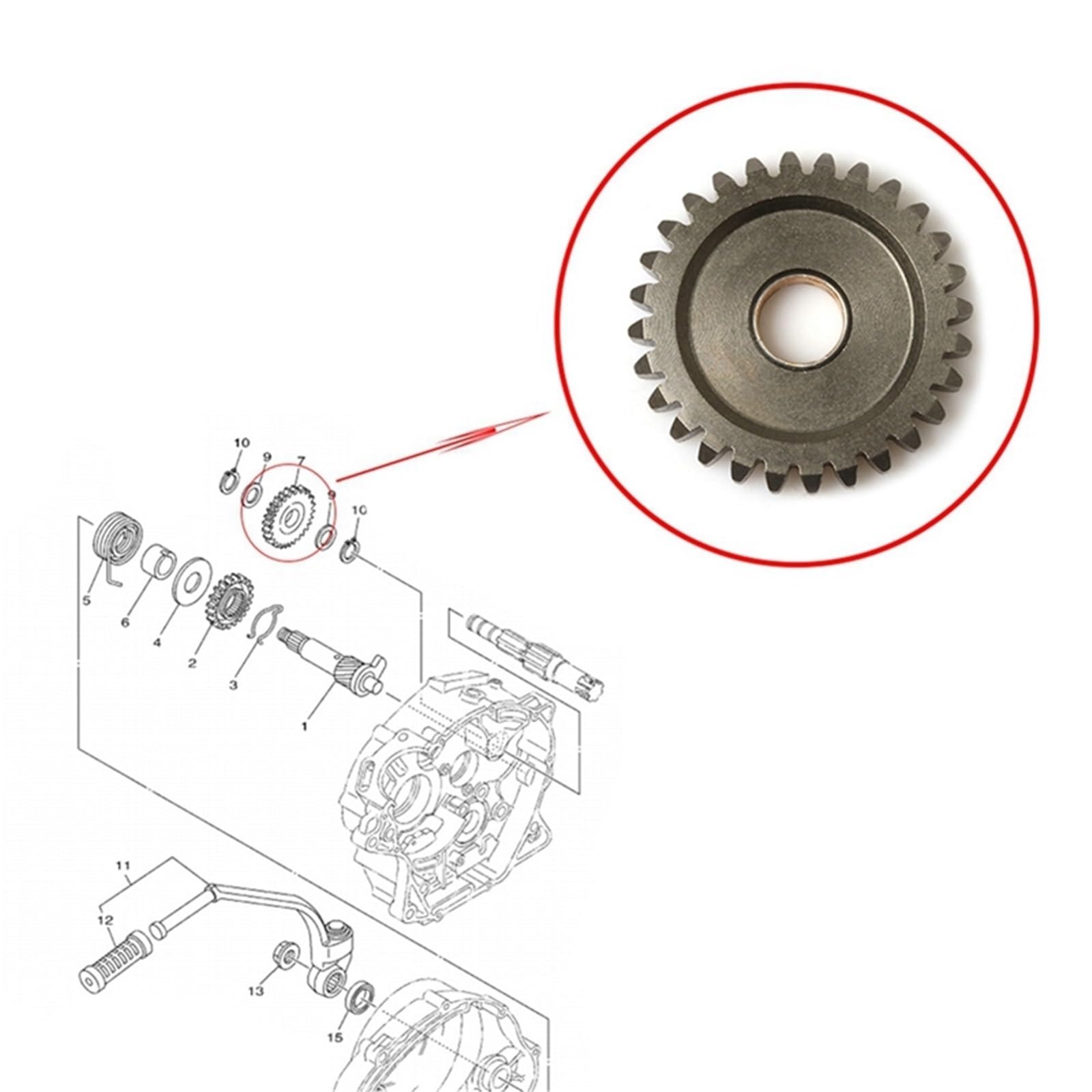 Pasuje do Yamaha YBR125 XTZ125 YBR XT YB 125 Wałek rozruchowy Rozrusznik nożny silnika 5VL-E5651-00-00 Motocykl Wały napędowe motocyklowe