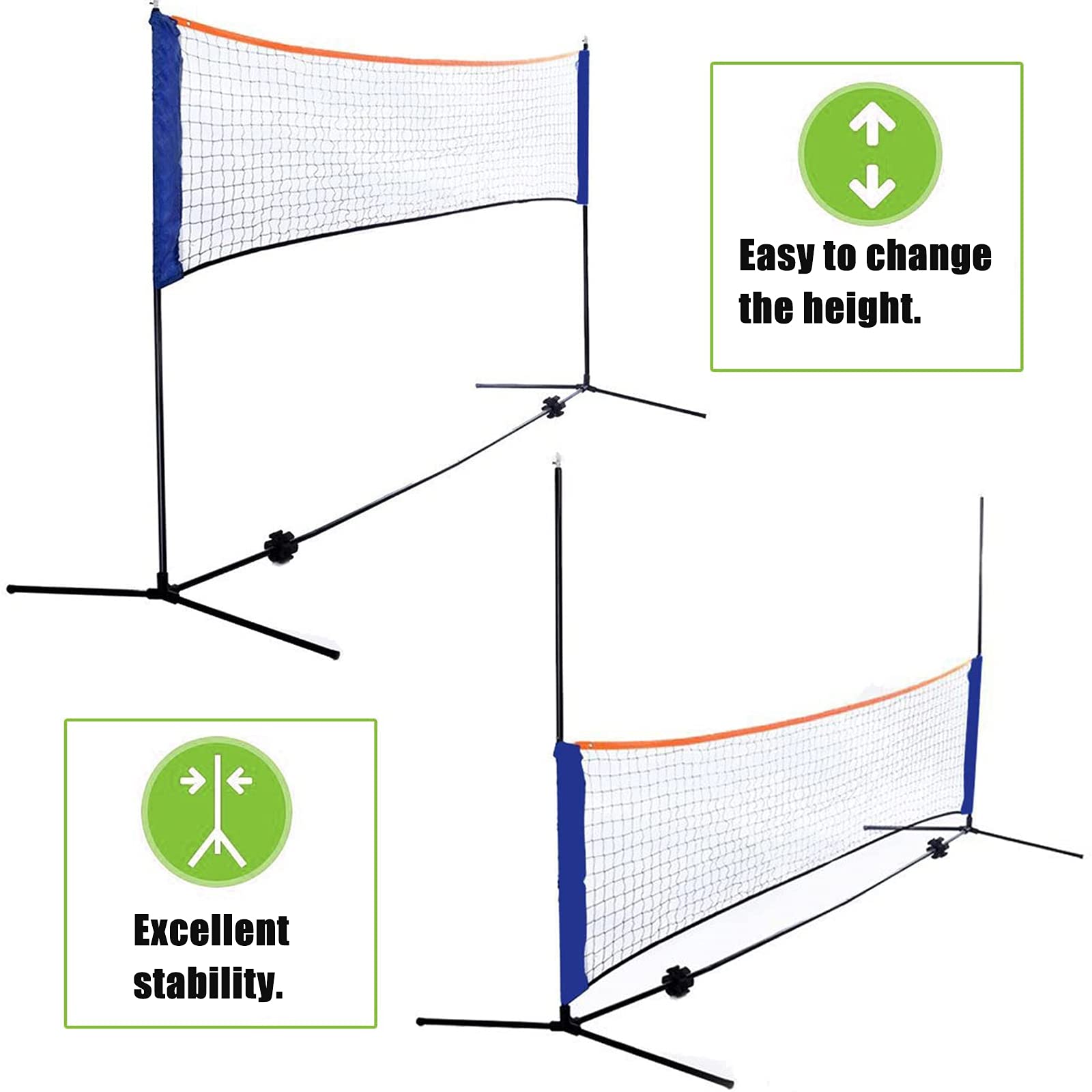 Comoda Rete da Badminton, Set da Rete da pallavolo, Calcio, Tennis per Bambini, con Staffa per Telaio in Acciaio, Borsa Indipendente e per Il Trasporto, Adatta per campi Interni ed Esterni, panchine