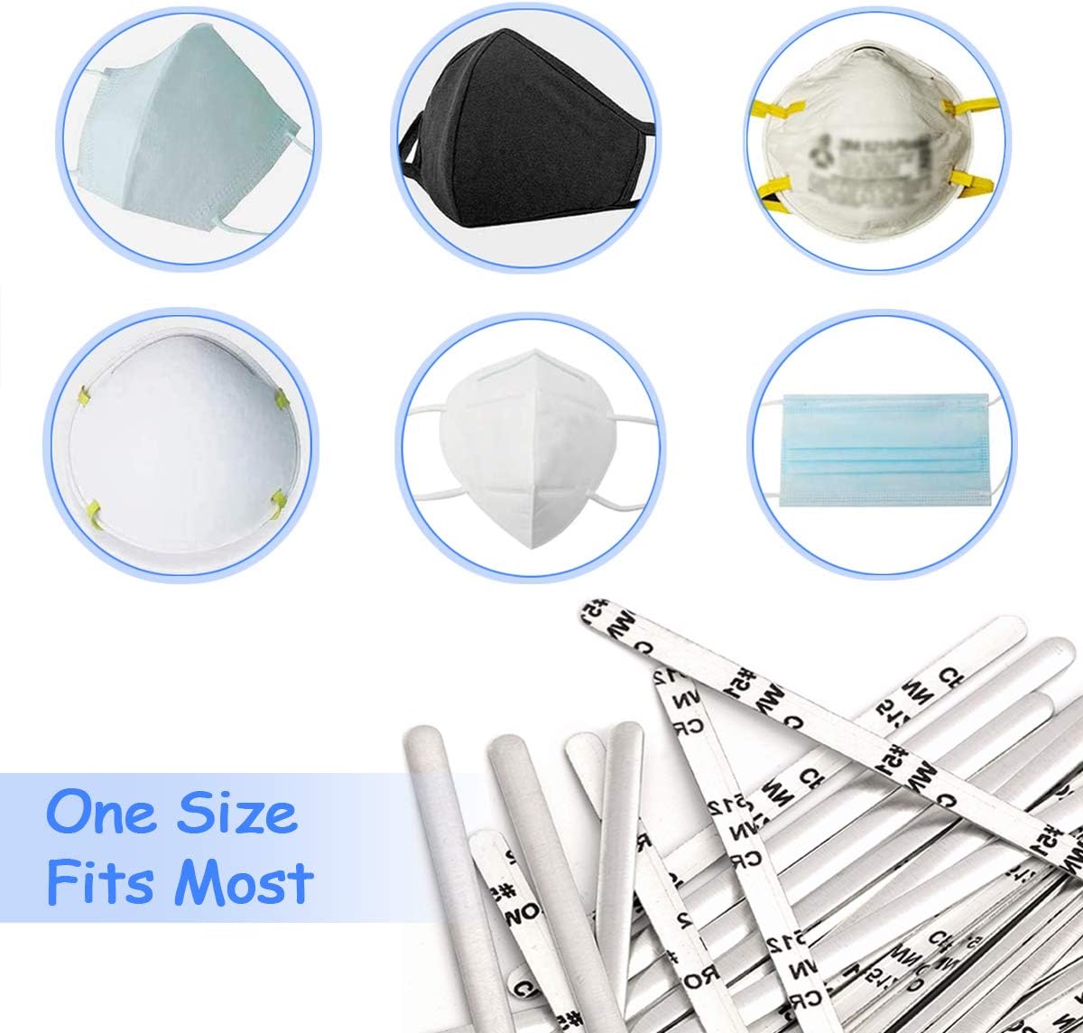 200 PCS Nose Bridge Strips, Aluminum Strip Flat Nose Bridge Wire, 90MM Adhesive Metal Strip Straps Wire for Face DIY Making Accessories Handmade Crafting (200 PCS)