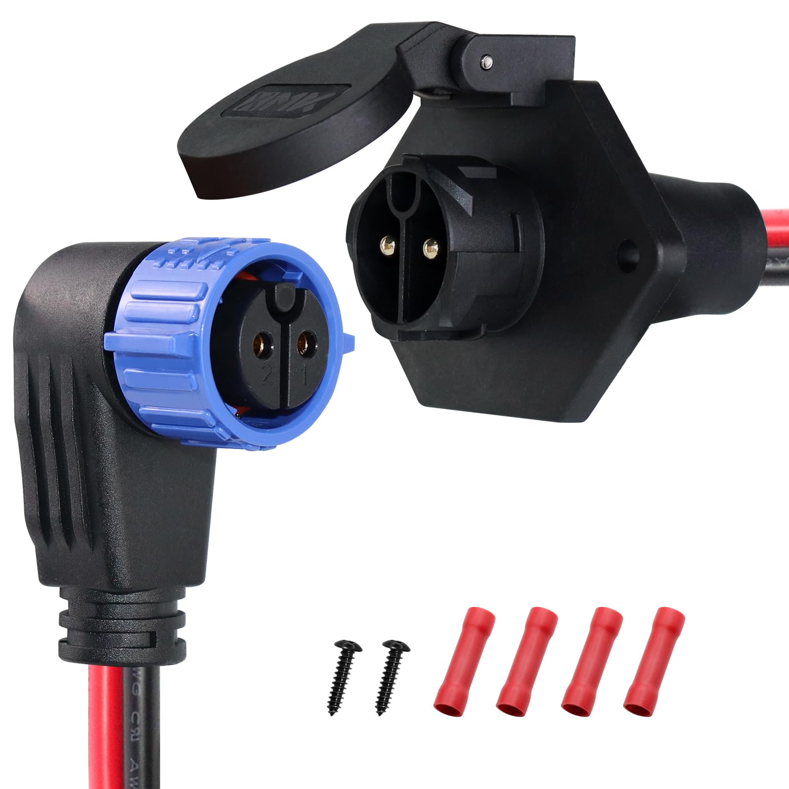 Trolling Motor Plug and Receptacle,12V/24V/26V/48V 8 Gauge 2-Wire Trolling Motor Plug for Minn Kota Marine Boat,Male&Female Quick Connector and Receptacle,Waterproof
