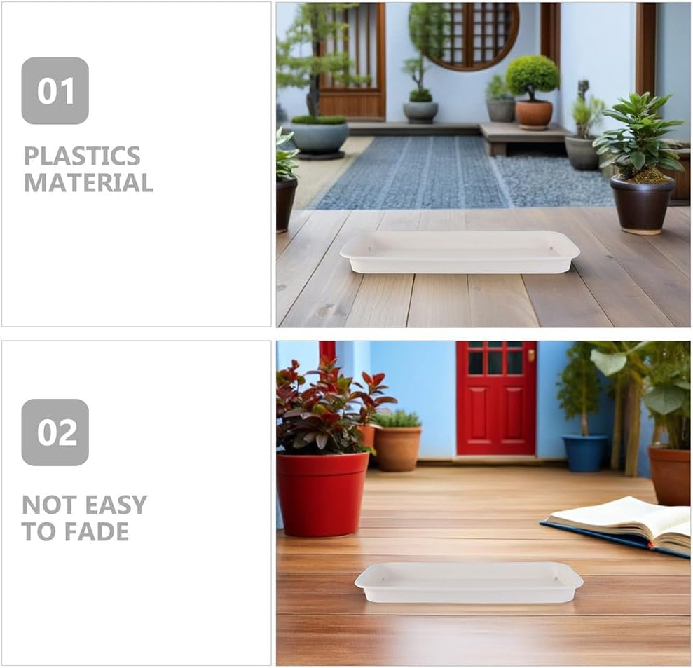 Healeved 3pcs Plastic Flowerpot Trays Rectangular Plant Saucer Elegant Square Plant Water Plate Bonsai Water Trays