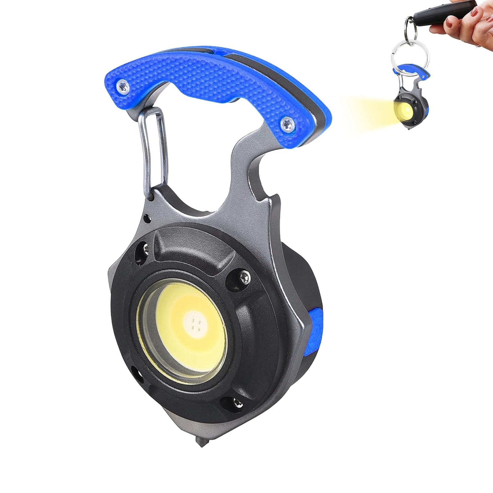 Pofluany Men's Blue2 Keyring Torch, Pocket Torch Keychain Light Portable Keychain Led Torch With Bottle Opener Window Hammer Compact Led Work Light Multifunctional Emergency Tool Small Gifts For