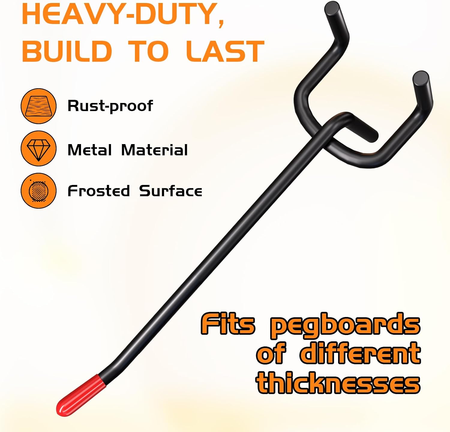 Pegboard Hooks for Hanging - Peg Board Organizer Accessories Fit New Metal Peg Board Storge Tool 6in 25Pcs image 3