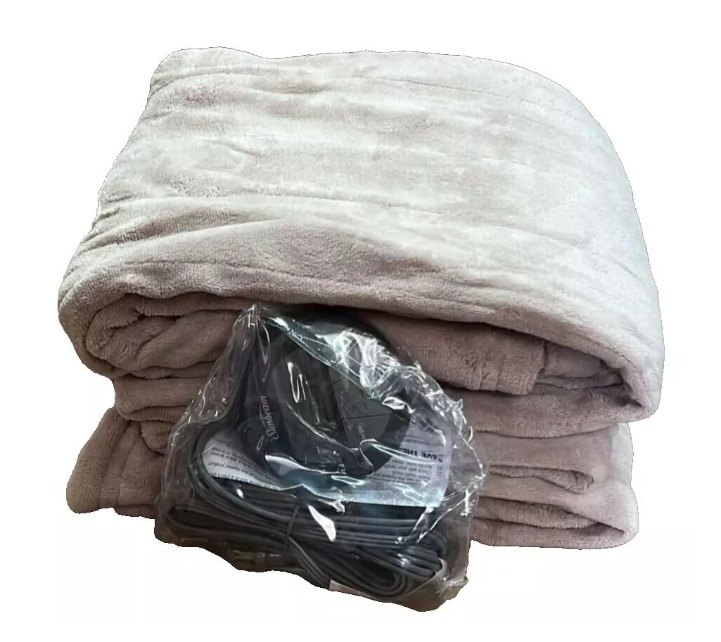 Sunbeam Royal Luxe Mushroom Heated Blanket 12 Heat Settings Auto-Shut Off Machine Washable Full