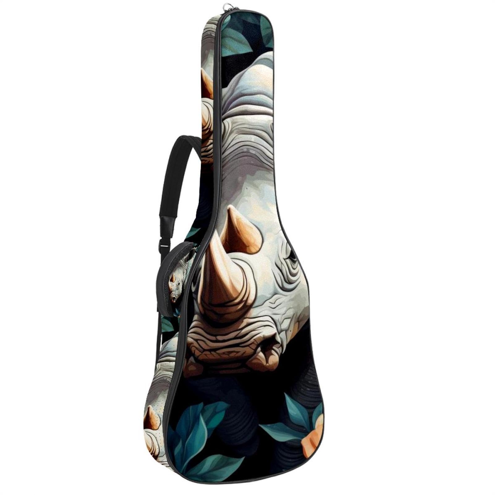 Bassgitarrentasche mit Kunstblumen Rhino 54, Tasche für Akustikgitarre, 101,6 cm (40 Zoll) E-Gitarrenkoffer, wasserdichte Oxford E-Gitarre, Gigbag für akustische Konzertgitarre, Ukulele, Kunstblumen