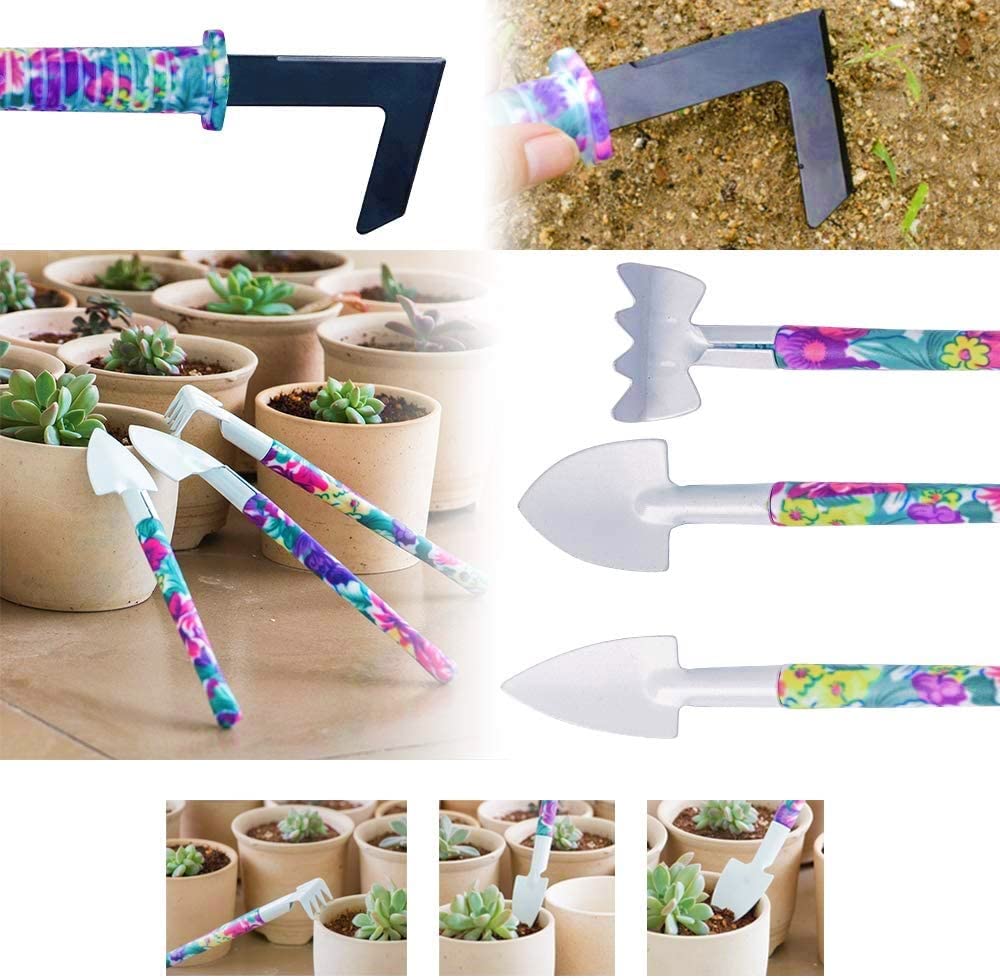 KAHEIGN 10Pz Strumenti da Giardinaggio, Stampa Floreale Viola Attrezzo Manuale Da Giardino Manico Ergonomico Pala E Potatore Rastrello Spruzzatore D'acqua, Regali Di Giardinaggio per Donne, Uomini