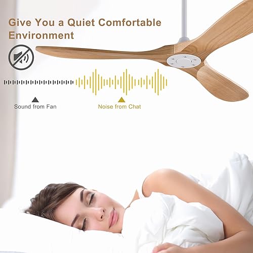 Miniatura 9 de XBIBI Ventiladores de techo de 42 pulgadas con luces y control remoto, moderno ventilador de techo de madera de 3 aspas con luz, motor de CC