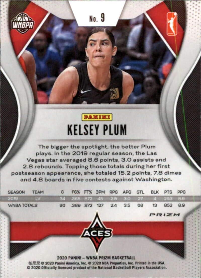 2020 Prizm WNBA Hyper Refractor #9 Kelsey Plum Las Vegas Aces Official Panini America Women's Basketball Trading Card (Scan Streaks are NOT on the card itself)