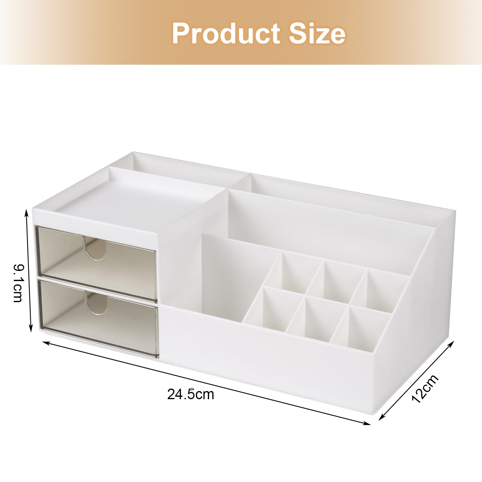 URAQT Porta Trucchi Organizer Con Cassettini e 10 Scomparti Di Diverse Dimensioni, Box Portatrucco Adatto per Gioielli, Spazzole, Rossetto