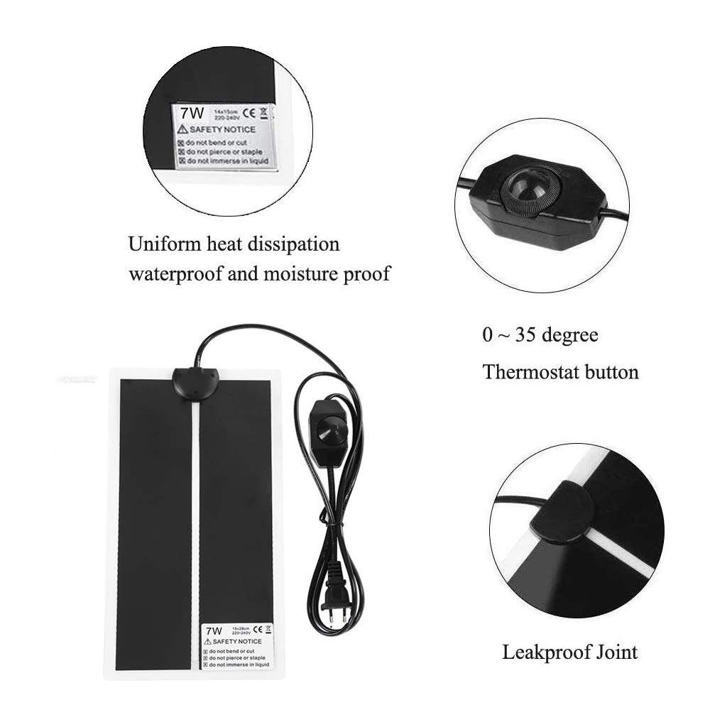 Tappetino Riscaldante Per Rettili 2PCS 7W - 11x5.9 Pollici, Con Termostato, Per Terrario - Foto 13