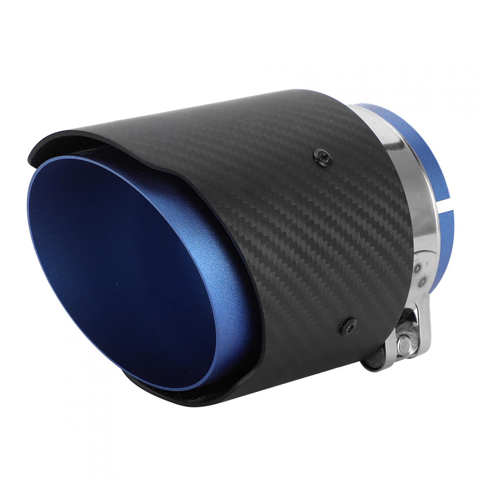 Fydun Exhaust Tip, 80mm Inlet 101mm Outlet Carbon Fiber Tail Throat Staight-Sided Exhaust Pipe Tip(Blue)