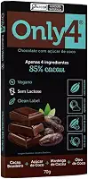 Chocolate 85% Cacau Sem Lactose Vegano Only4 80G