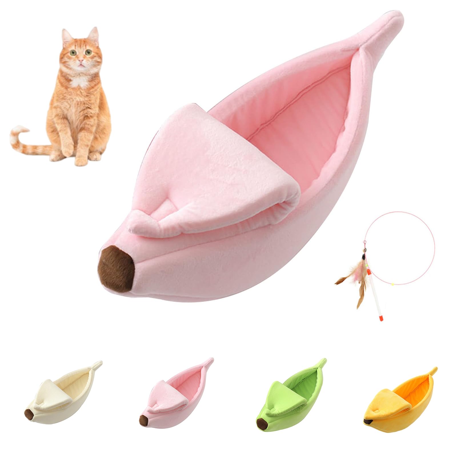 Banana Bed for Cats, Creative Banana Shape Pet Bed, Cute Breathable Cozy Warming Pet Sofa Bed for Cats Small Dogs Universal in All Seasons (Pink, 65 * 25 * 18cm/25.6 * 9.8 * 7.1in) — image 1