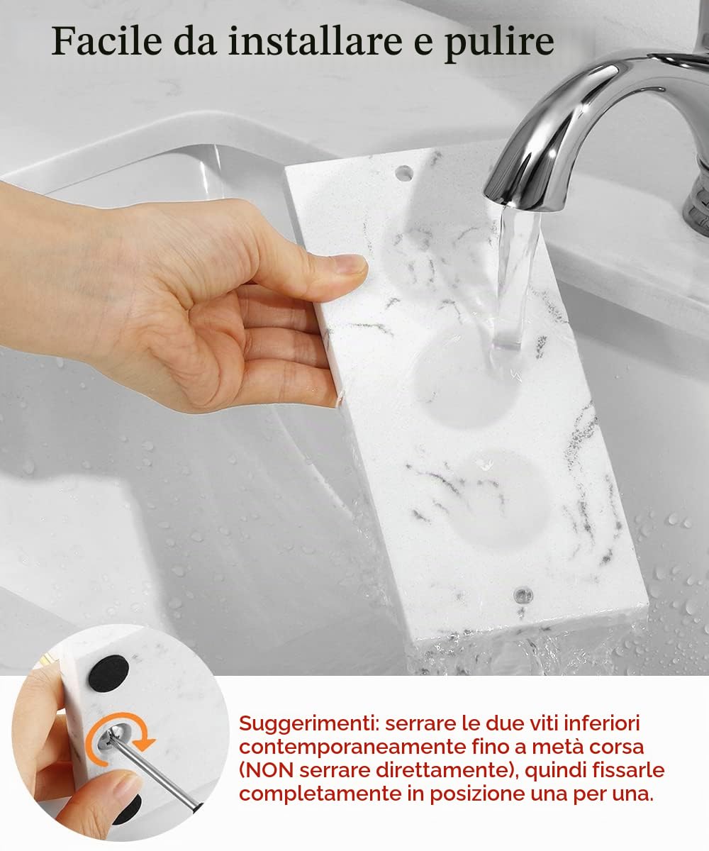 Emibele Portaspazzolino in Resina con 3 Slot, Porta Spazzolino Elettrico | Porta Spazzolino da Denti a Forma di Esagono, Supporto per Dentifricioda con Funzione di Drenaggio - Oro/Bianco