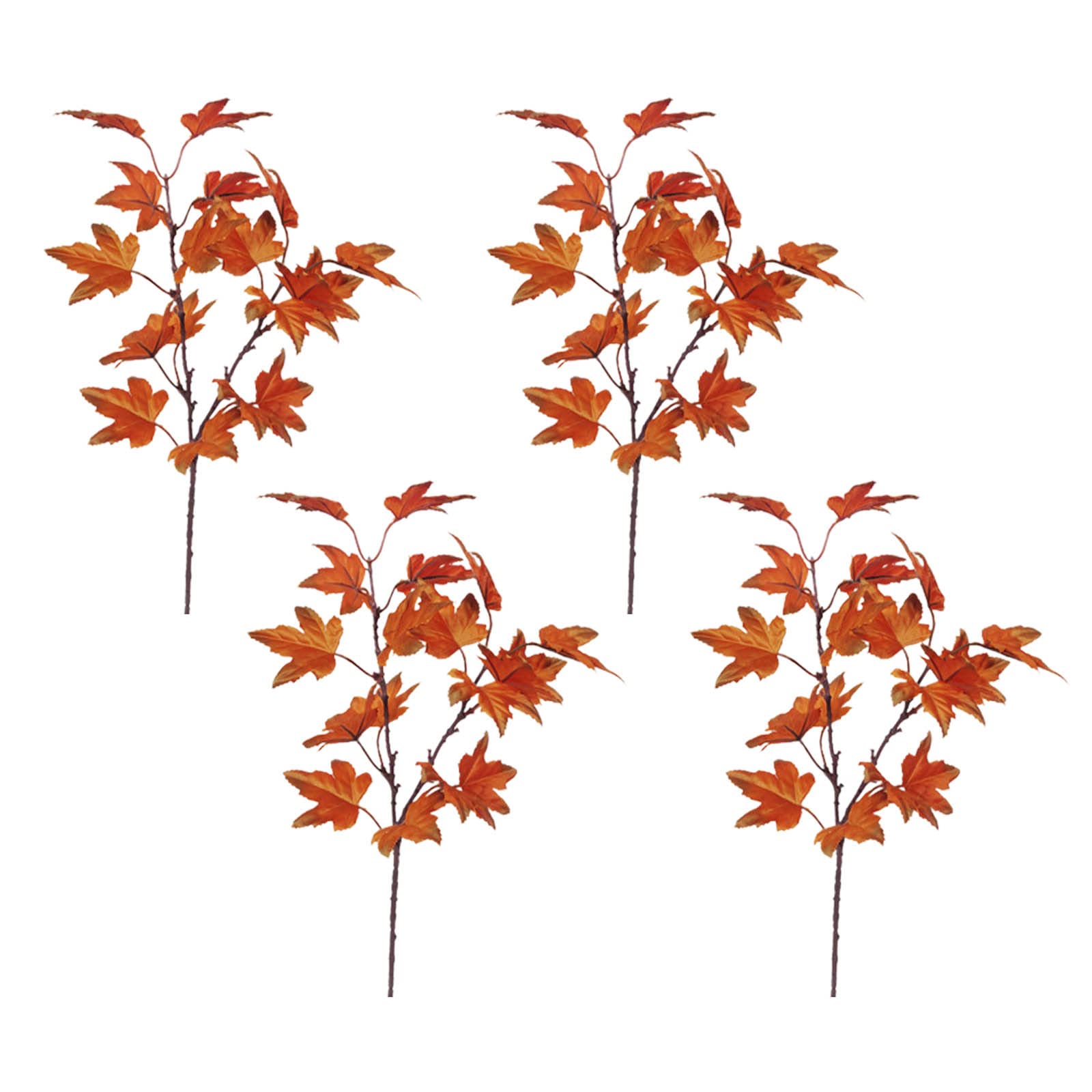 DCQRY 4Pcs Artificial Maple Leaves Branches 15.4inch Autumn Fall Maple Leaf Stem Shrubs, Maple Stems Floral Picks for Thanksgiving Kitchen Home Festival Table Decor