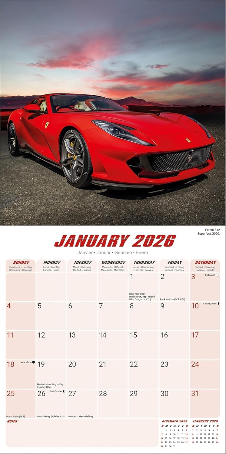 Ferrari Calendar 2026 | 16 Months | September 2025 to December