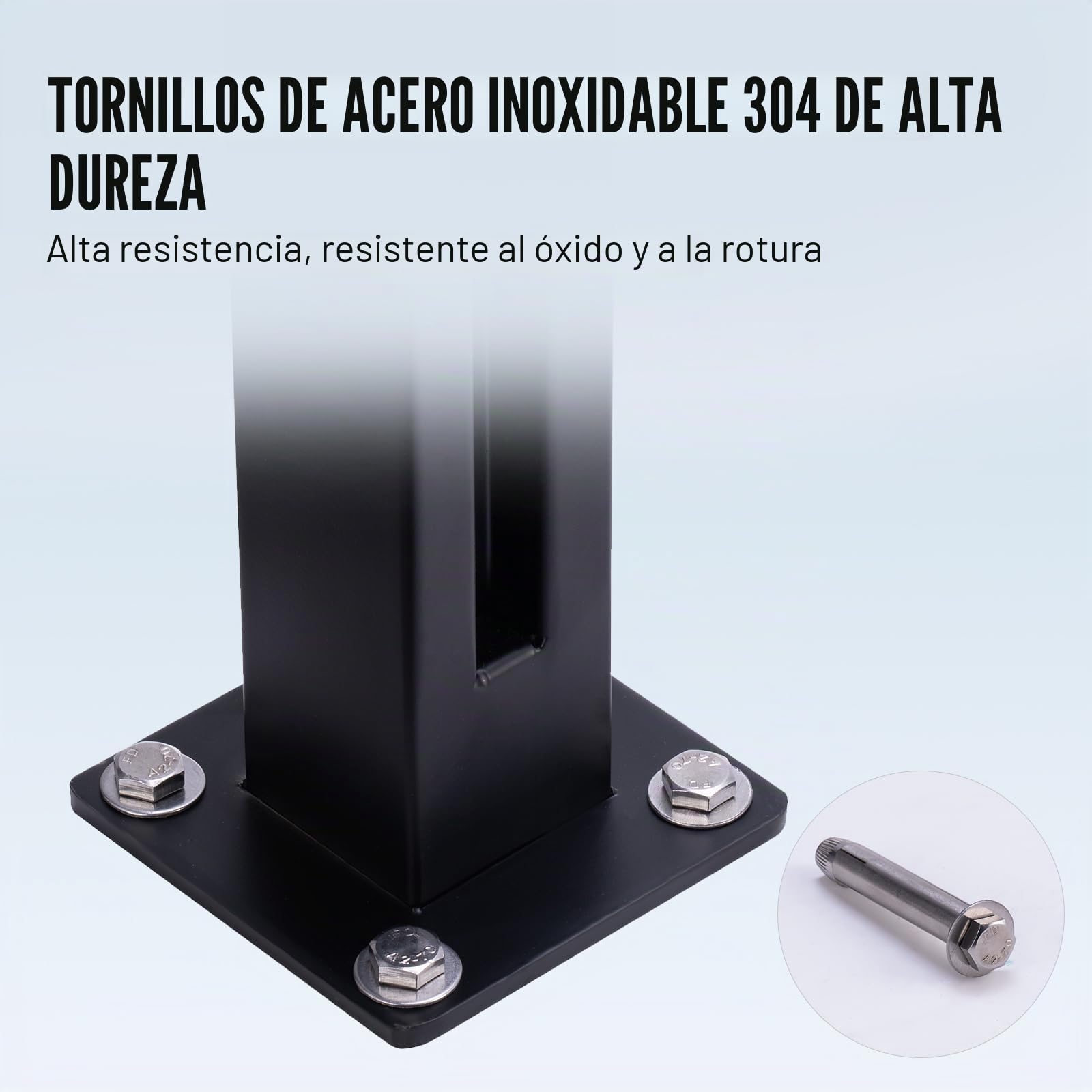 VEVOR Abrazadera de Vidrio, Soporte de Barandilla de Vidrio de 1050 x 105 x 105 mm para Vidrio Templado de 10-12 mm de Espesor, Acero Inoxidable 304, para Balcón, Jardín, Cubierta, Escalera, Negro