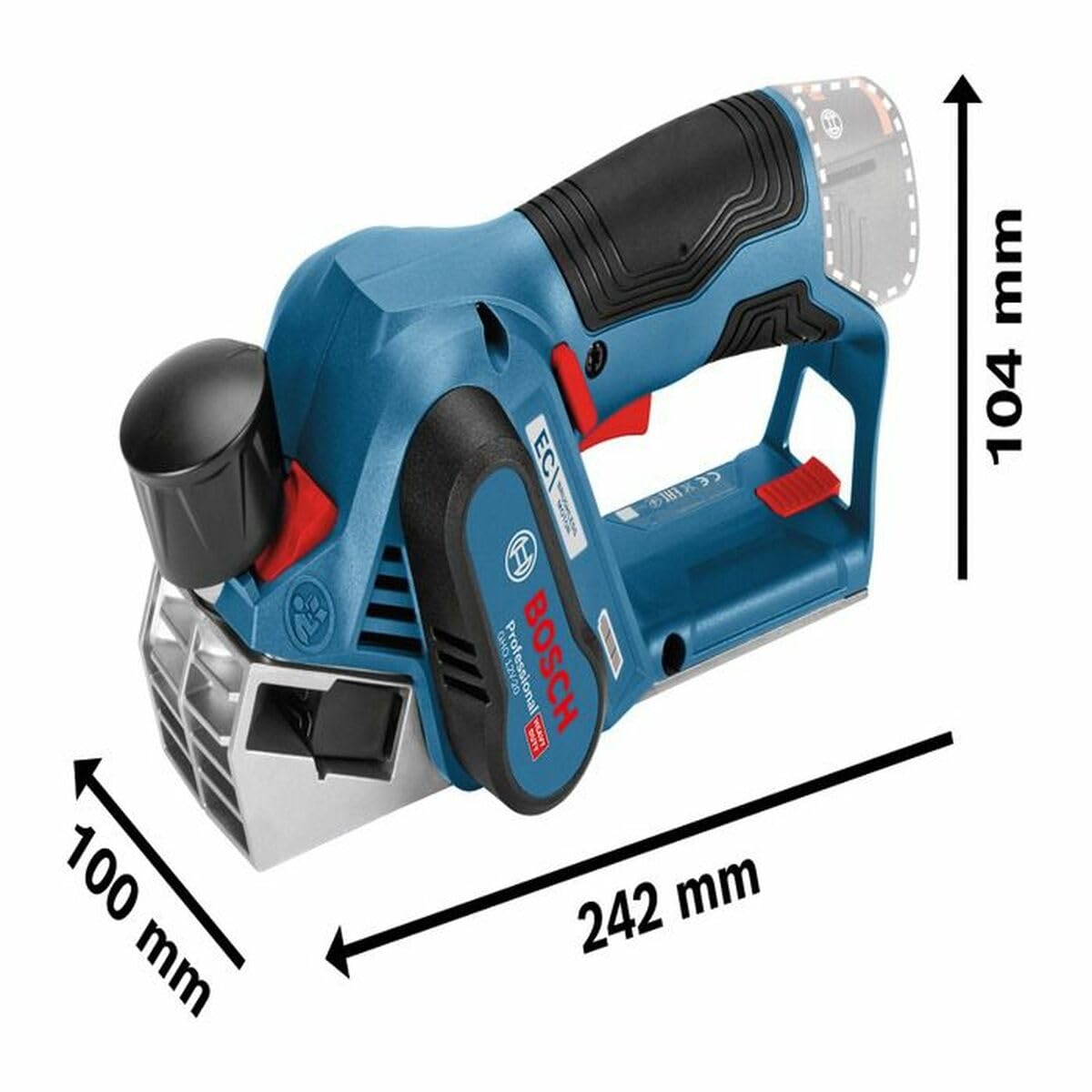 Bosch Professional 12V System rabot sans-fil GHO 12V-20 (largeur de rabotage maxi : 56 mm, avec L-BOXX)