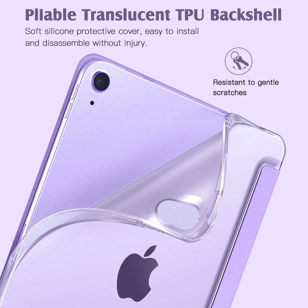 TiMOVO Case for New iPad Air 5th/4th Generation, iPad Air 5/4 Case 10.9-inch, Slim TPU Translucent Frosted Back Protective Cover Shell with Auto Wake/Sleep, Taro Purple