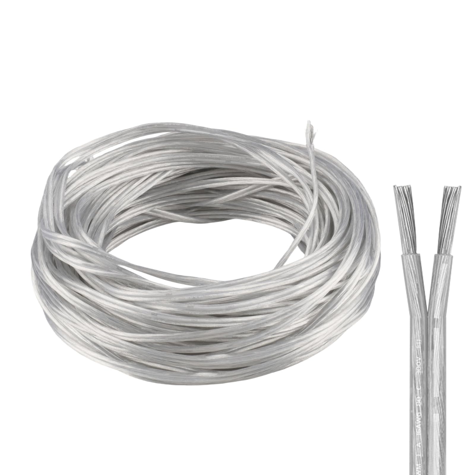 ZoZoMaiy 10M Transparent 2 Core Cable, PVC Mains Electrical Cable, Twin Flexible Copper Cable, Outer Diameter 2.1 * 4.2mm, Wear-Resistant, Oxidation Resistance, for Low Power Household Appliances