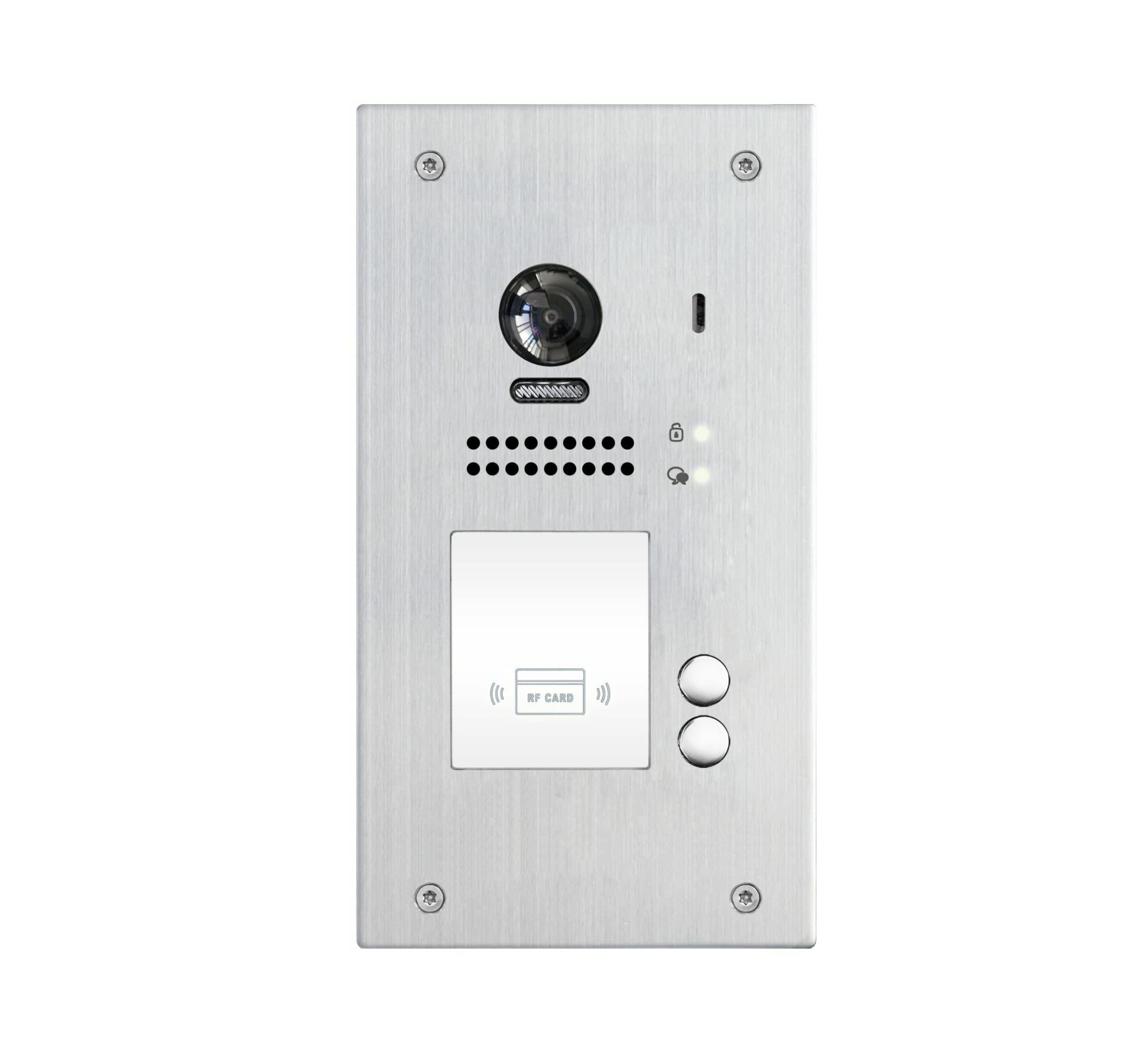 Eurosklep Video Türsprechanlage 2 Familienhaus Video Türklingel RFID 2 Draht Weitwinkelkamera, Gegensprechanlage 2X DT17 Aufputz; 1x DT607 Unterputz White mit Bildspeicher (1 System)