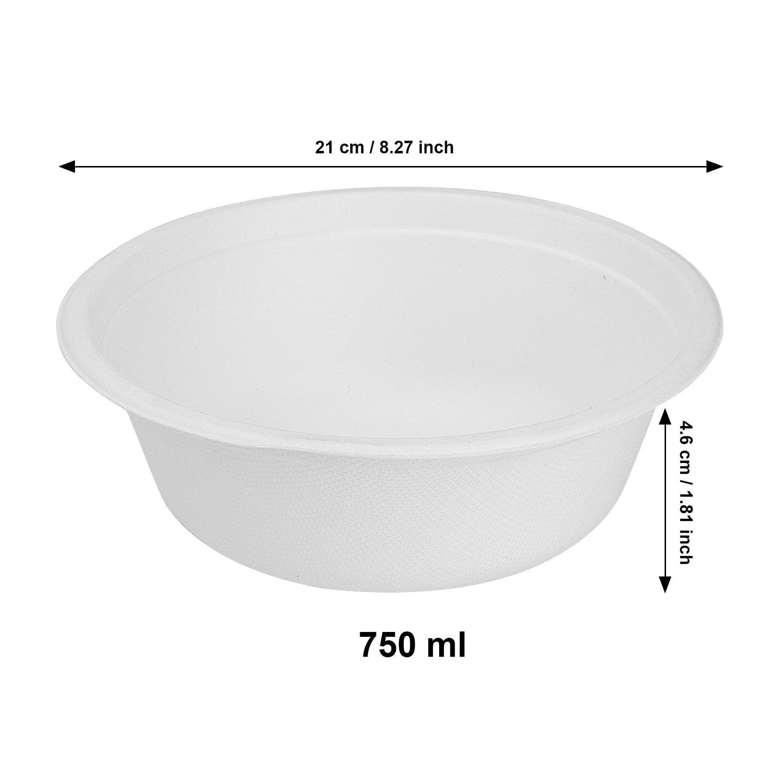 100 Stück Einweg Suppenschalen, 750ml Zuckerrohrschalen, Weiß Pappschalen, Zuckerrohr Bagasse Einwegteller, Papierschalen, Kompostierbare Einweggeschirr Suppenschüssel für Zuhause Partys