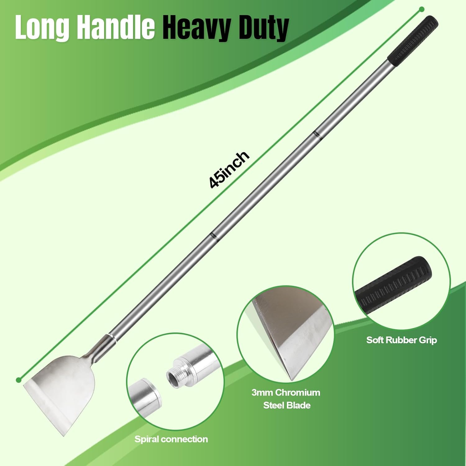 Snow Shovel for Driveway, Ice Scraper, Floor Scraper Long Handle, Garden Shovel Heavy Duty with Flat Head, Weed Scraper, Sod Cutter Remover Tool for Lawn Edger, Edging Shovels for Landscaping,