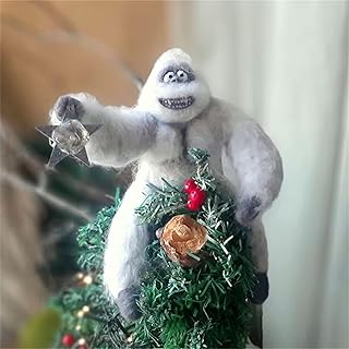 Christmas Tree Topper Smiling Abominable Snowmonster Plush White Gray Snowman Figurine Wine Bottle Ornament Home Decor for Holiday Party (Gray Snowman, 18cm / 7inch)