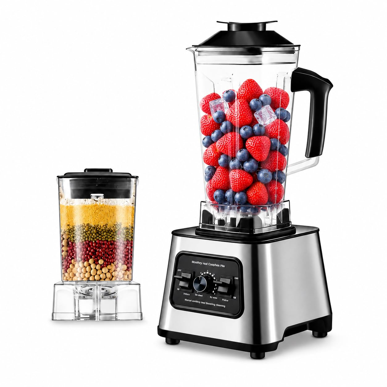 Batidora Multifunción 1500W Licuadoras para Zumos y Batidos 2 en 1, 9 Velocidades, 2 Jarra (2.5L+0.5L),Cuchillas de Acero Inoxidable, Tritura Rápidamente Hielo y Frutas Congeladas (2 en 1)