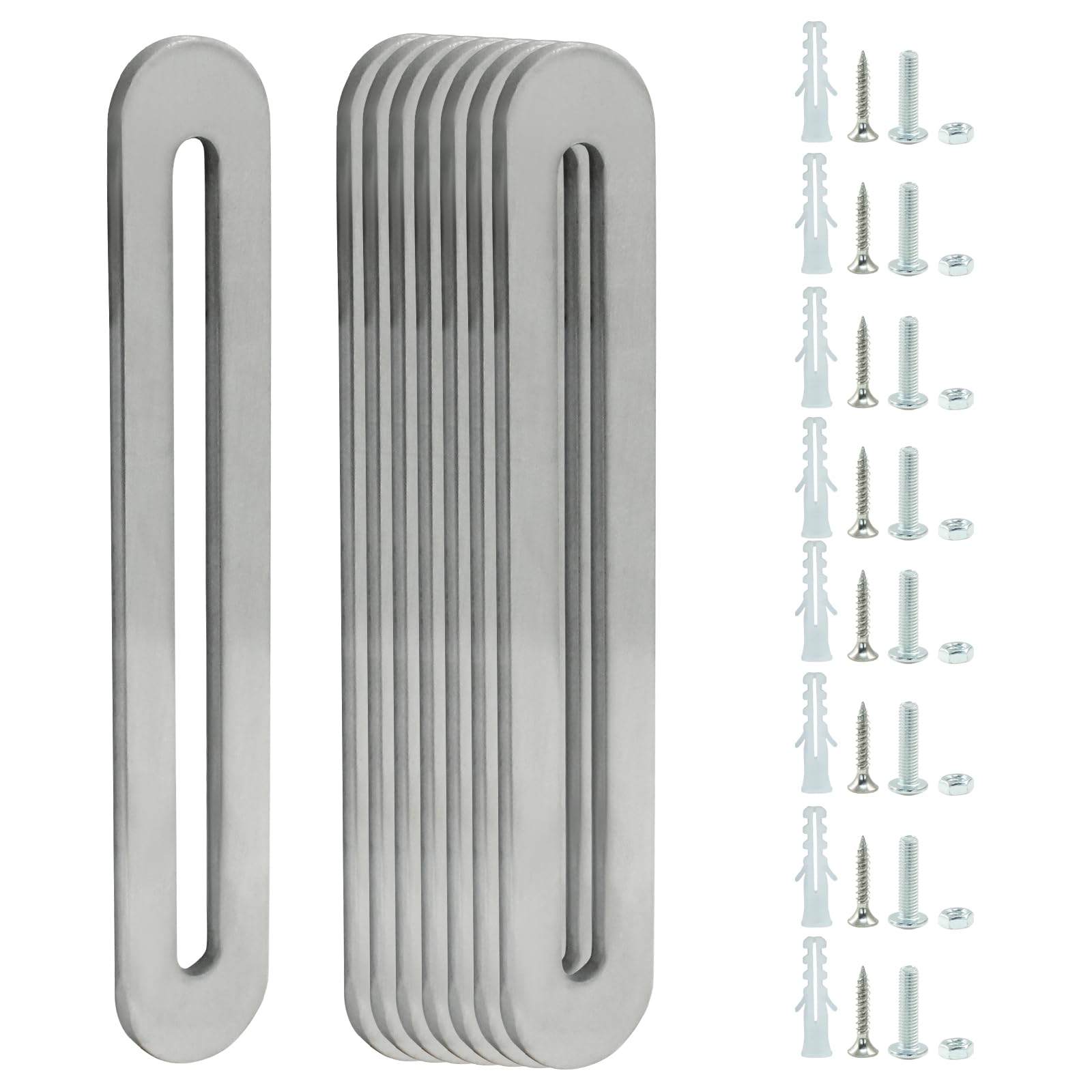 8 Pcs Adjustable Flat Mending Plate with Slot 110mm/4.33 Inch Straight Adjustable Corner Braces Stainless Steel Flat Brace Brackets for Wood Furniture Holder (Silver)