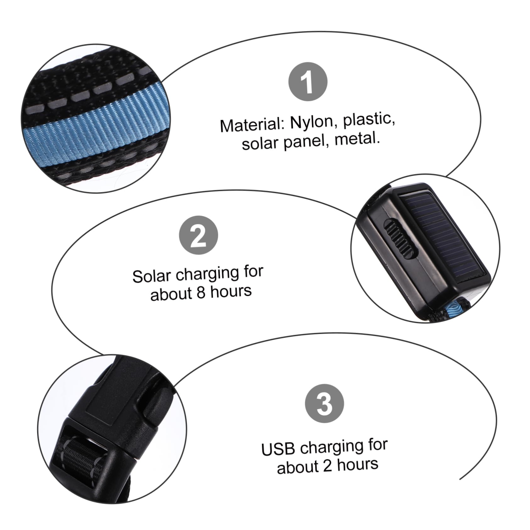 Beavorty 3juegos Collar Led para USB Recargable Acolchado y Seguro para Paseos para Camping y Actividades