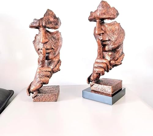 Miniatura 4 de SMRTHMRT Esculturas abstractas de pensadores, estatua creativa de The Thinker, Keep SilenceSilence is Gold Charaters, decoración de oficina en casa