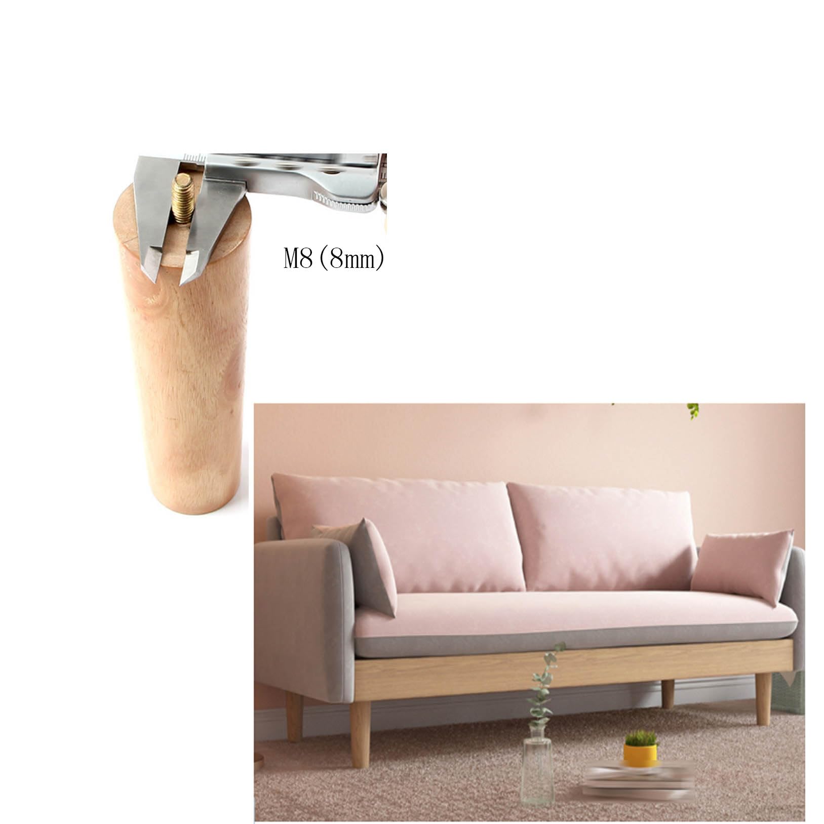 Paquete de 4 patas de sofá de madera cónicas M8 negras – 25 cm de altura de repuesto para piel, cama Slish y patas de TV, diseño moderno, mejora la decoración de tu hogar