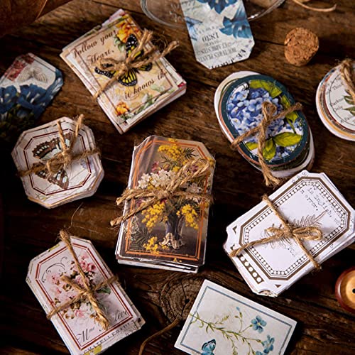 60 peças retrô com moldura de plantas de marca florestal, adesivo decorativo para scrapbook, diário,