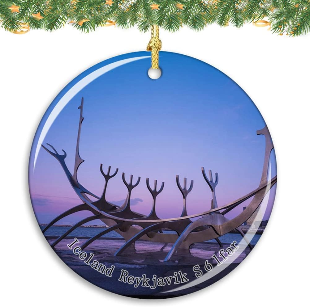 Iceland Reykjavik Sólfar Christmas Tree Ornament Ceramics Pendant Souvenir Decoration