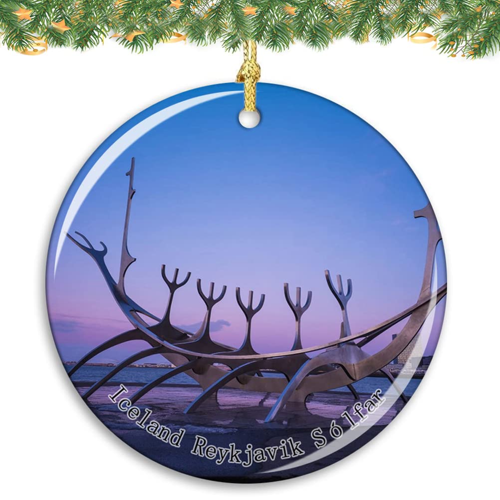 Iceland Reykjavik Sólfar Christmas Tree Ornament Ceramics Pendant Souvenir Decoration