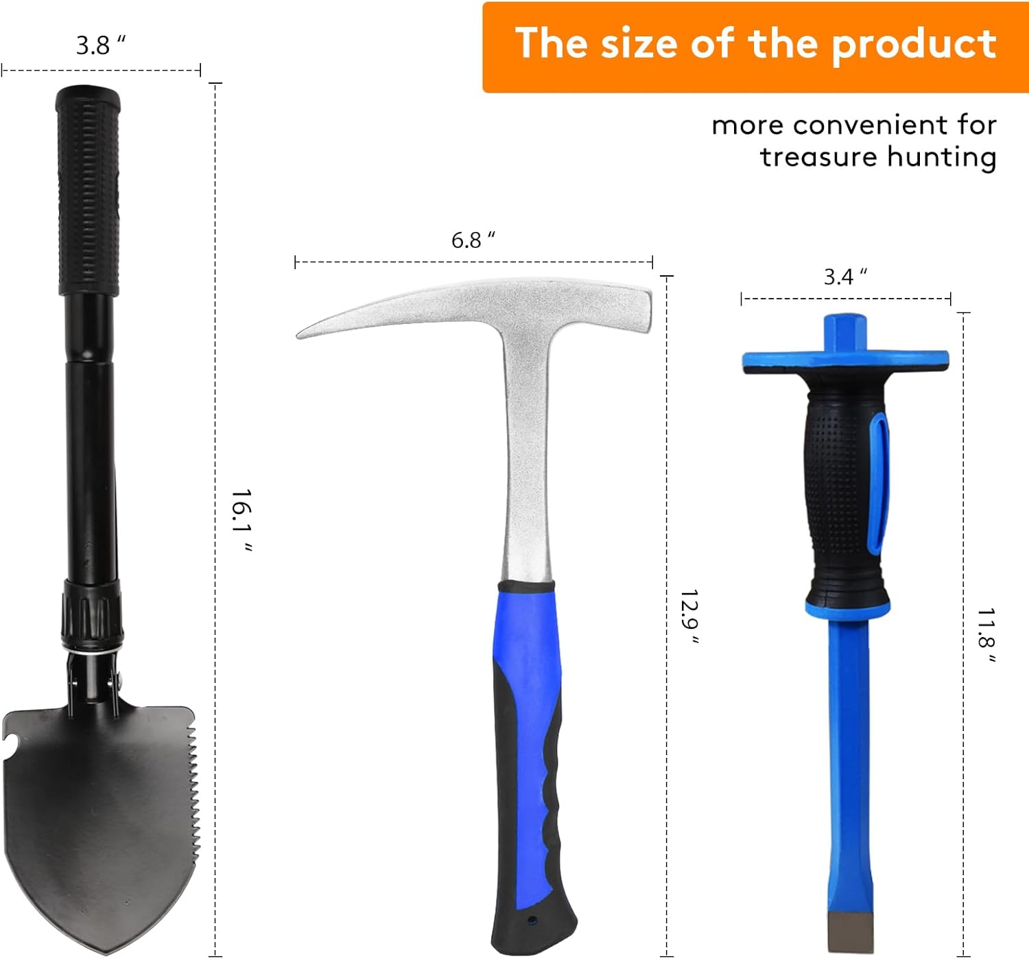 27pcs Geology tool kits，Rock mining tools，Rock hounding tools with exquisite accessory matching，Geological hammer and Foldable shovel(style001)